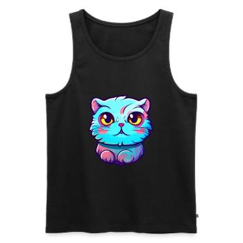 Scottish Fold Cat Breed aquarelle Cartoon Kawaii - Débardeur bio Premium Homme - noir - Devant - Michal (187cm)