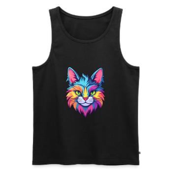 Verdünnte Calico Katze Rasse Aquarell Karikatur Kawaii - Männer Premium Bio Tank Top - Schwarz - Vorne - AI Model Male 178 light (178cm)