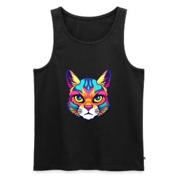 German Rex Cat Breed Watercolor Cartoon Kawaii Pet - Men's Premium Organic Tank Top - black - Front - Michal (187cm)