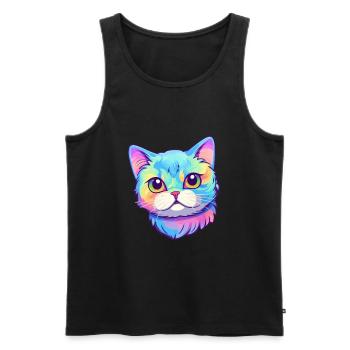 Brasilianische Kurzhaarkatze Aquarell Karikatur Kawaii - Männer Premium Bio Tank Top - Schwarz - Vorne - AI Model Male 178 light (178cm)