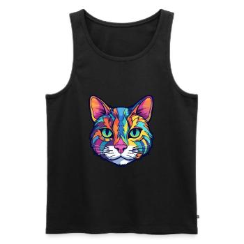 American Wirehair Cat Watercolor Cartoon Kawaii - Men's Premium Organic Tank Top - black - Front - Michal (187cm)