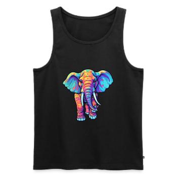 Elephant Colorful Watercolor Cartoon Kawaii Animal - Men's Premium Organic Tank Top - black - Front - Michal (187cm)