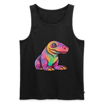 Komodo Dragon Aquarelle Colorée Dessin Animé Kawaii A - Débardeur bio Premium Homme - noir - Devant - Michal (187cm)