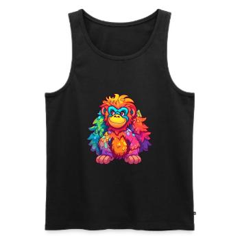 Orang-outan Aquarelle Colorée Dessin Animé Kawaii Anima - Débardeur bio Premium Homme - noir - Devant - Michal (187cm)