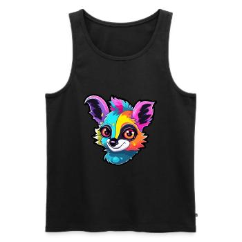 Lemur Colorful Watercolor Cartoon Kawaii Animal - Men's Premium Organic Tank Top - black - Front - Michal (187cm)