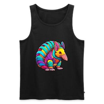 Armadillo Colorful Watercolor Cartoon Kawaii Anima - Men's Premium Organic Tank Top - black - Front - Michal (187cm)