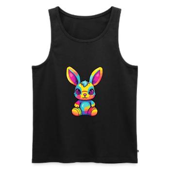 Lapin Aquarelle Colorée Dessin Animé Kawaii Animal - Débardeur bio Premium Homme - noir - Devant - Michal (187cm)
