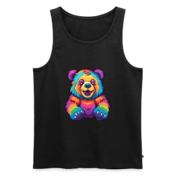 Ours Aquarelle Colorée Dessin Animé Kawaii Animal - Débardeur bio Premium Homme - noir - Devant - Michal (187cm)