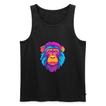 Babouin Aquarelle Colorée Dessin Animé Kawaii Animal - Débardeur bio Premium Homme - noir - Devant - AI Model Male 178 light (178cm)