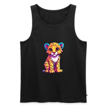 Gepard buntes Aquarell Cartoon Kawaii Tier - Männer Premium Bio Tank Top - Schwarz - Vorne - Michal (187cm)