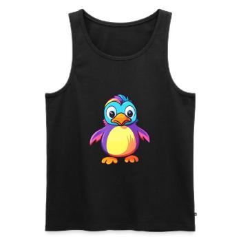 Penguin Colorful Watercolor Cartoon Kawaii Animal - Men's Premium Organic Tank Top - black - Front - Michal (187cm)