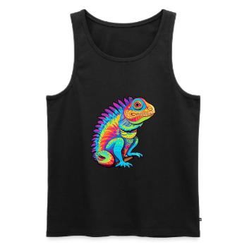 Iguana Colorful Watercolor Cartoon Kawaii Animal - Men's Premium Organic Tank Top - black - Front - AI Model Male 178 light (178cm)