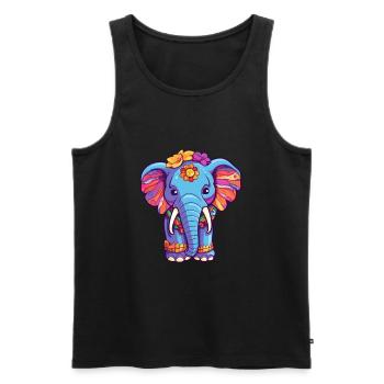 Elephant Colorful Watercolor Cartoon Kawaii Animal - Men's Premium Organic Tank Top - black - Front - Michal (187cm)