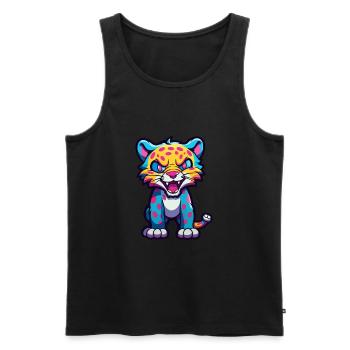 Jaguar Colorful Watercolor Cartoon Kawaii Animal - Men's Premium Organic Tank Top - black - Front - Michal (187cm)