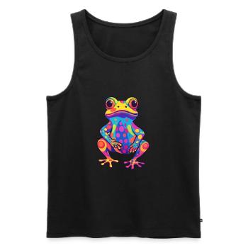 Grenouille Aquarelle Colorée Dessin Animé Kawaii Animal - Débardeur bio Premium Homme - noir - Devant - Michal (187cm)