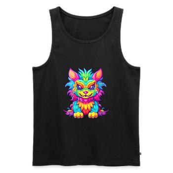Chimère Aquarelle Colorée Dessin Animé Kawaii Animal - Débardeur bio Premium Homme - noir - Devant - Michal (187cm)