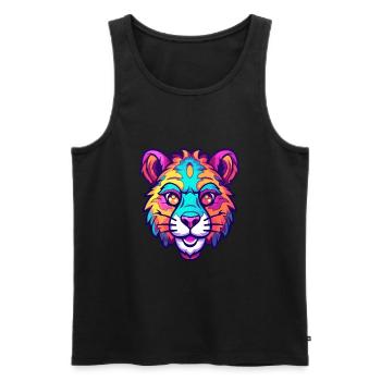 Tiger Colorful Watercolor Cartoon Kawaii Animal - Men's Premium Organic Tank Top - black - Front - Michal (187cm)
