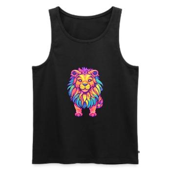 Lion Aquarelle Colorée Dessin Animé Kawaii Animal - Débardeur bio Premium Homme - noir - Devant - Michal (187cm)