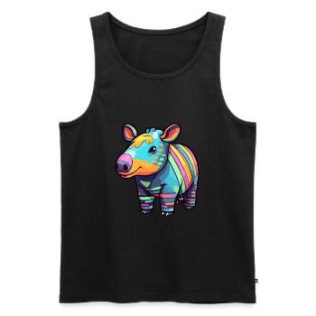 Tapir Colorful Watercolor Cartoon Kawaii Animal - Men's Premium Organic Tank Top - black - Front - Michal (187cm)