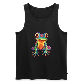 Grenouille Aquarelle Colorée Dessin Animé Kawaii Animal - Débardeur bio Premium Homme - noir - Devant - Michal (187cm)