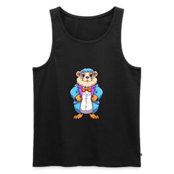 Und täglich grüßt das Murmeltier bunte Aquarell-Karikatur Kawaii Anima - Männer Premium Bio Tank Top - Schwarz - Vorne - Michal (187cm)