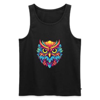 Owl Colorful Watercolor Cartoon Kawaii Animal - Men's Premium Organic Tank Top - black - Front - Michal (187cm)