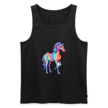 Pferd buntes Aquarell Karikatur Kawaii Tier - Männer Premium Bio Tank Top - Schwarz - Vorne - Michal (187cm)