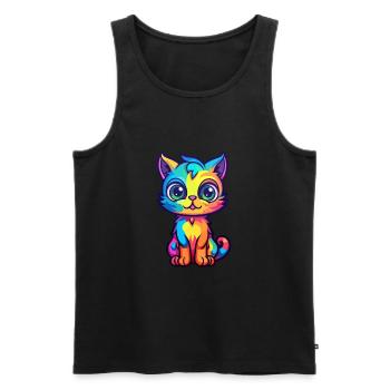 Katze buntes Aquarell Cartoon Kawaii Tier - Männer Premium Bio Tank Top - Schwarz - Vorne - Michal (187cm)