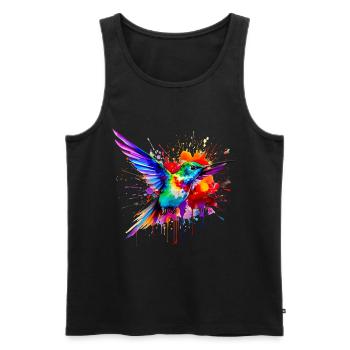Kolibri im Aquarell - Männer Premium Bio Tank Top - Schwarz - Vorne - AI Model Male 178 light (178cm)