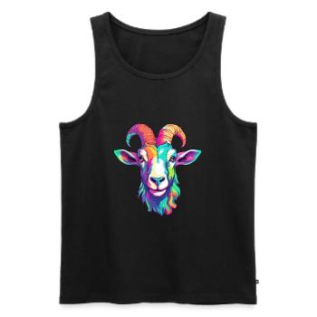 Ziege buntes Aquarell Cartoon Kawaii Tier - Männer Premium Bio Tank Top - Schwarz - Vorne - Michal (187cm)