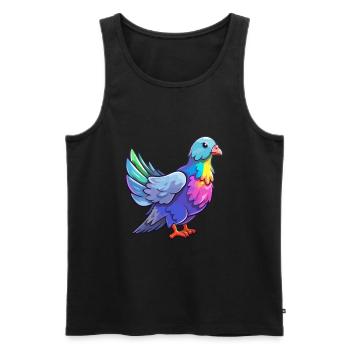 Colombe Aquarelle Colorée Dessin Animé Kawaii Animal - Débardeur bio Premium Homme - noir - Devant - Michal (187cm)