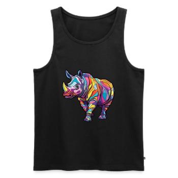 Rhino Colorful Watercolor Cartoon Kawaii Animal - Men's Premium Organic Tank Top - black - Front - AI Model Male 178 light (178cm)