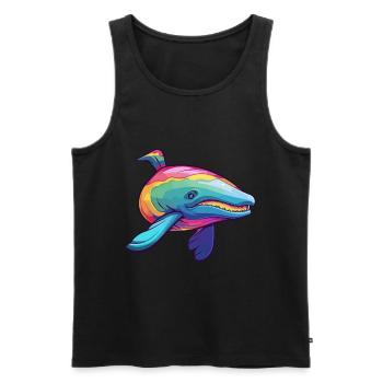 Wal bunte Aquarell-Karikatur Kawaii-Tier - Männer Premium Bio Tank Top - Schwarz - Vorne - Michal (187cm)