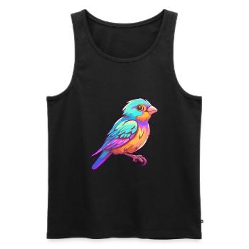 Moineau Aquarelle Colorée Dessin Animé Kawaii Animal - Débardeur bio Premium Homme - noir - Devant - AI Model Male 178 light (178cm)