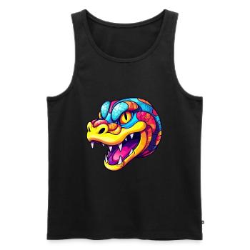 Schlange bunte Aquarell-Karikatur Kawaii-Tier - Männer Premium Bio Tank Top - Schwarz - Vorne - Michal (187cm)