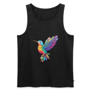 Hummingbird Colorful Watercolor Cartoon Kawaii Ani - Men's Premium Organic Tank Top - black - Front - AI Model Male 178 light (178cm)