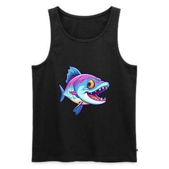 Barracuda Bunte Aquarell-Karikatur Kawaii Anima - Männer Premium Bio Tank Top - Schwarz - Vorne - AI Model Male 178 light (178cm)