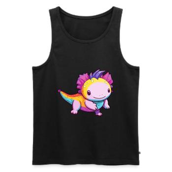 Axolotl Aquarelle Colorée Dessin Animé Kawaii Animal - Débardeur bio Premium Homme - noir - Devant - Michal (187cm)