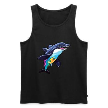 Orca Colorful Watercolor Cartoon Kawaii Animal - Men's Premium Organic Tank Top - black - Front - Michal (187cm)