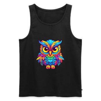 Eule Buntes Aquarell Cartoon Kawaii Tier - Männer Premium Bio Tank Top - Schwarz - Vorne - AI Model Male 178 light (178cm)