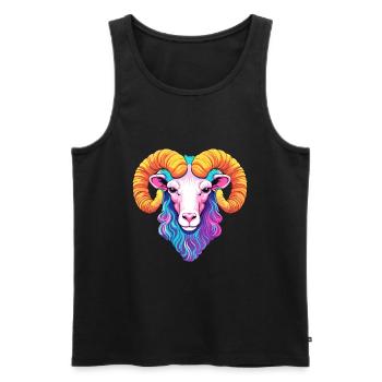 Ram Colorful Watercolor Cartoon Kawaii Animal - Men's Premium Organic Tank Top - black - Front - AI Model Male 178 light (178cm)