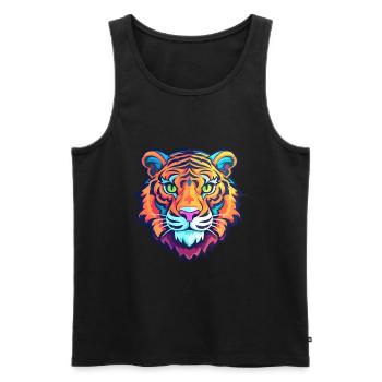 Tiger Colorful Watercolor Cartoon Kawaii Animal - Men's Premium Organic Tank Top - black - Front - Michal (187cm)