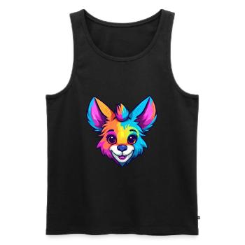 Aardwolf Aquarelle Colorée Dessin Animé Kawaii Animal - Débardeur bio Premium Homme - noir - Devant - AI Model Male 178 light (178cm)