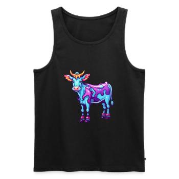 Kuh buntes Aquarell Cartoon Kawaii Tier - Männer Premium Bio Tank Top - Schwarz - Vorne - AI Model Male 178 light (178cm)