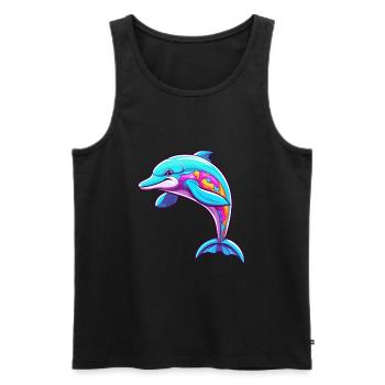 Delfin buntes Aquarell Cartoon Kawaii Tier - Männer Premium Bio Tank Top - Schwarz - Vorne - AI Model Male 178 light (178cm)