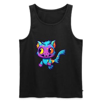 Poisson-chat coloré aquarelle dessin animé kawaii animal - Débardeur bio Premium Homme - noir - Devant - Michal (187cm)
