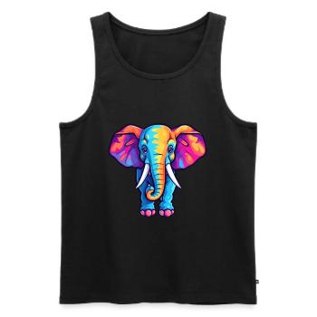 Elephant Colorful Watercolor Cartoon Kawaii Animal - Men's Premium Organic Tank Top - black - Front - Michal (187cm)