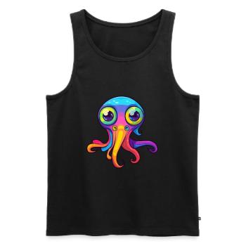 Squid Colorful Watercolor Cartoon Kawaii Animal - Men's Premium Organic Tank Top - black - Front - Michal (187cm)