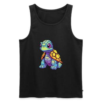 Turtle Colorful Watercolor Cartoon Kawaii Animal - Men's Premium Organic Tank Top - black - Front - AI Model Male 178 light (178cm)