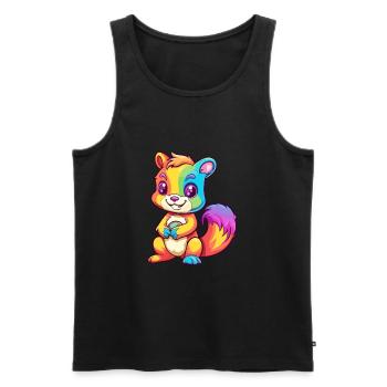 Squirrel Colorful Watercolor Cartoon Kawaii Animal - Men's Premium Organic Tank Top - black - Front - Michal (187cm)